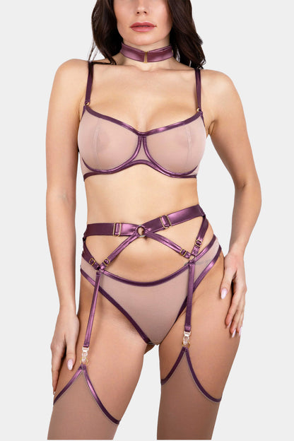 SUSPENDER BELT - TIFFANY - PLUM