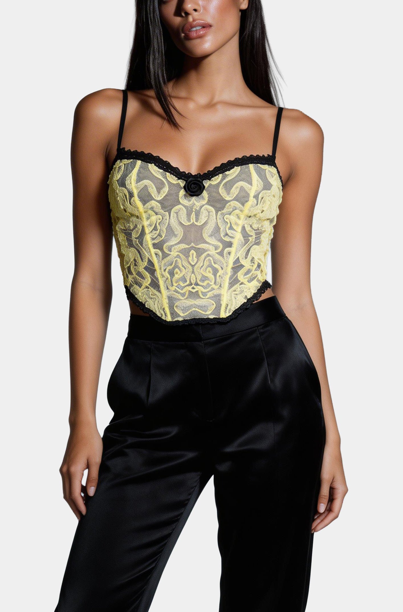 Bon Paris - Yellow - Elegant corset with a push-up effect