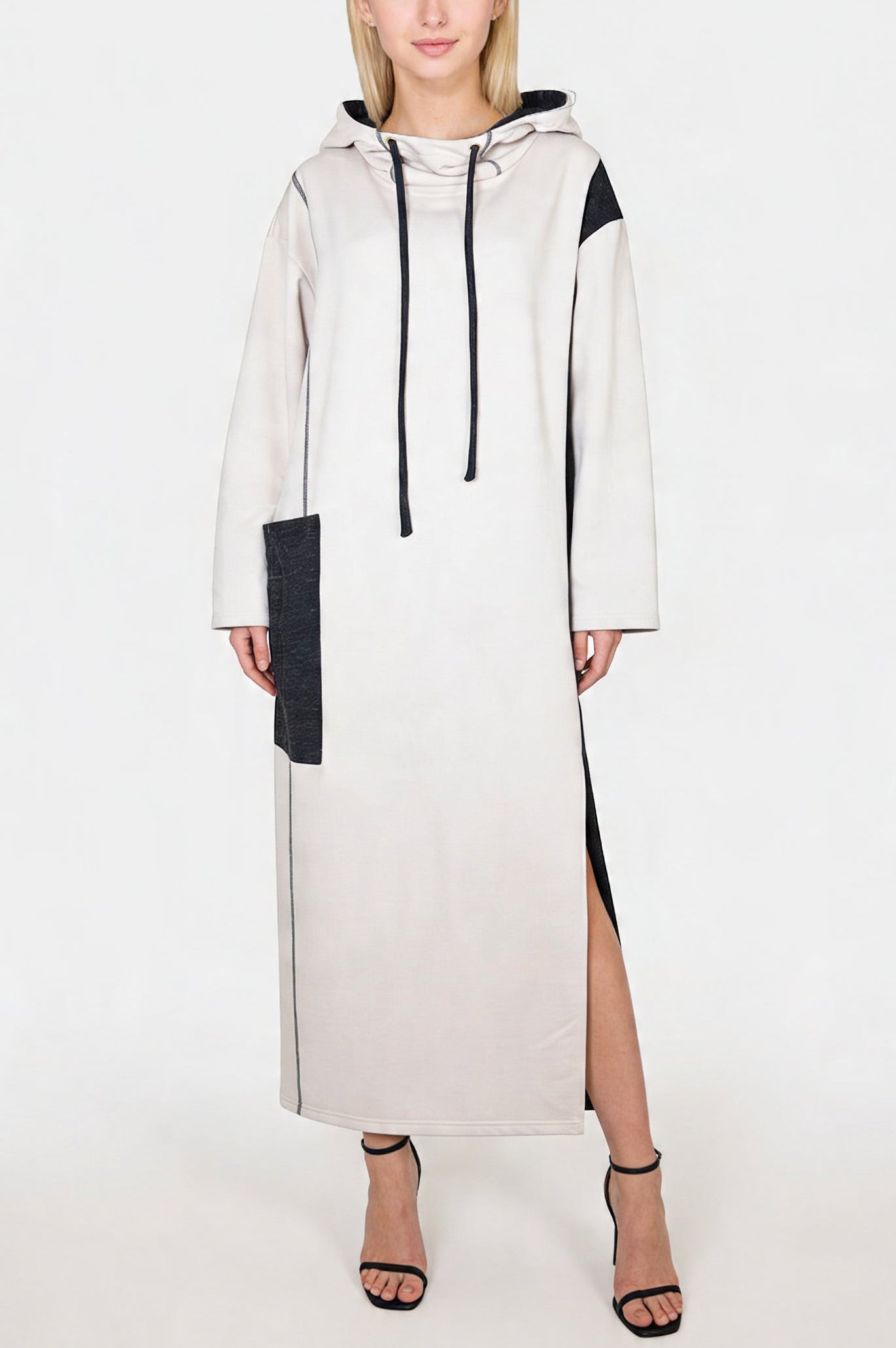 Hoody - Beige/Grey - Cotton Dress