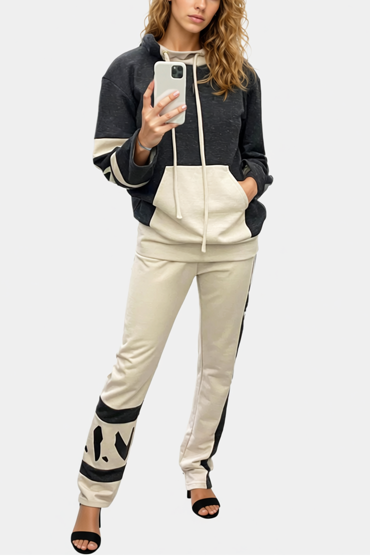 HOODY - BEIGE/GREY - PANTS