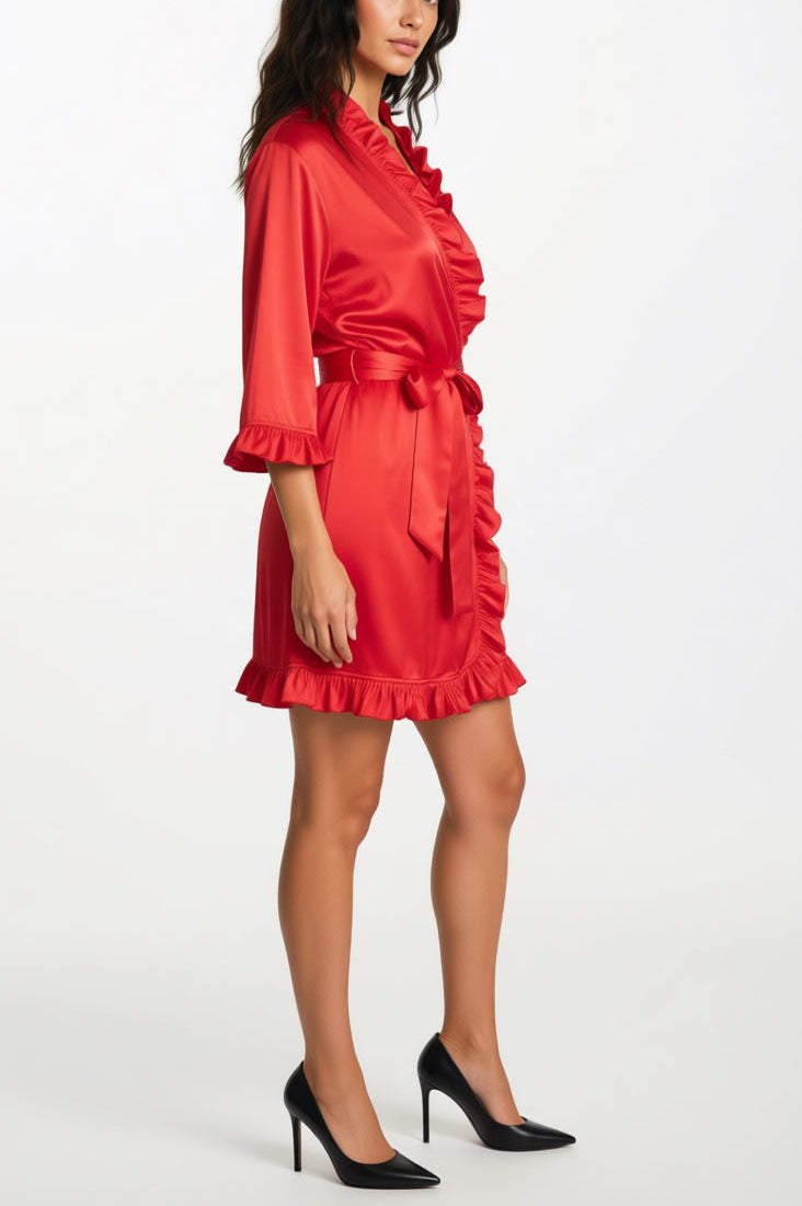 Luisa - Red - Kimono made of soft elastic satin