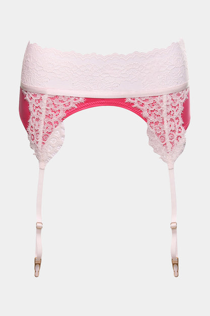 SUSPENDER BELT - MOZART - PINK/MILK