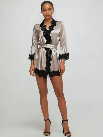 KIMONO SHORT - MILADY - COFFEE BLACK