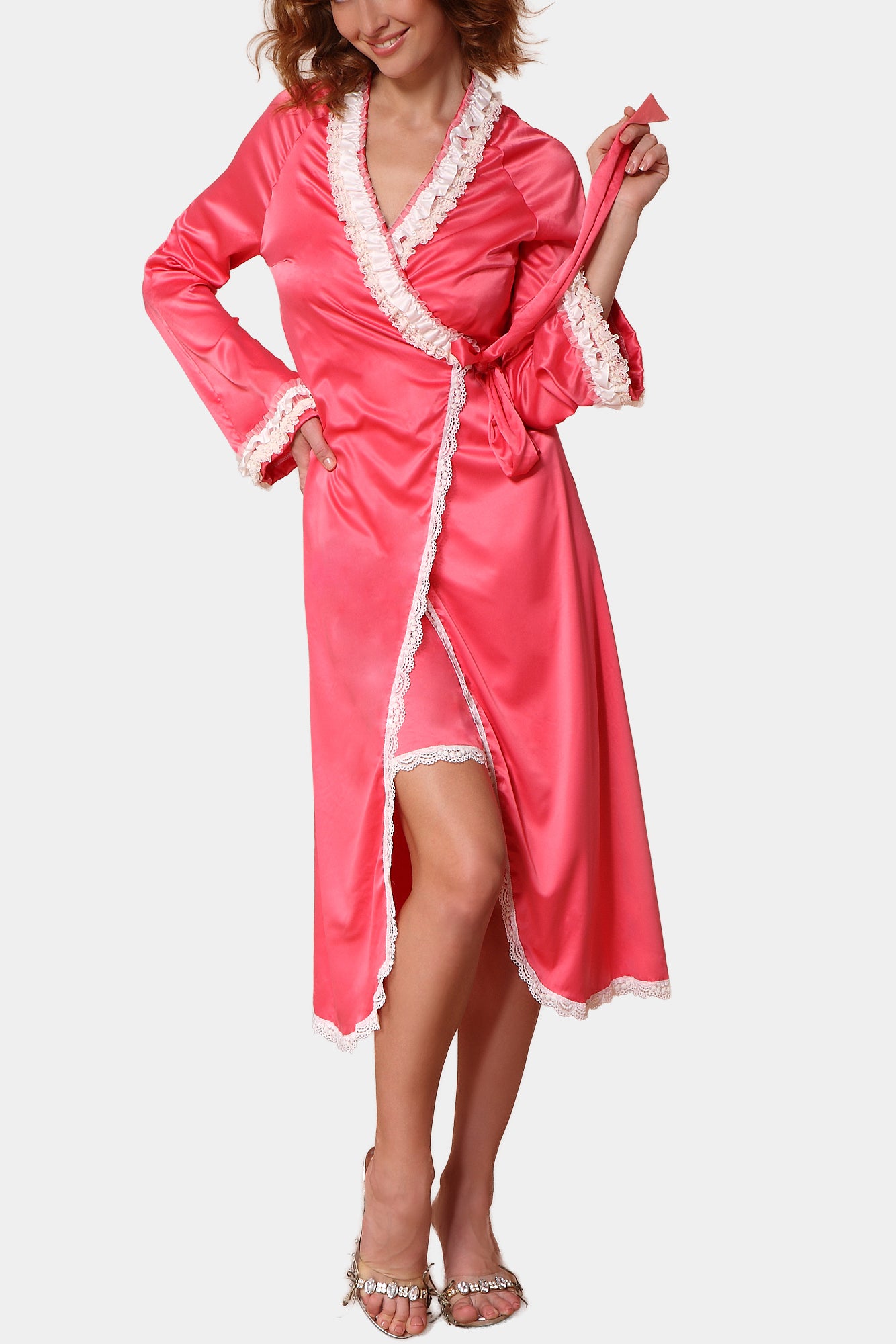 ANDREA - PINK/MILK -ROBE LONG