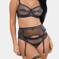 ROYAL SAPPHIRE - GREY  - SUSPENDER BELT