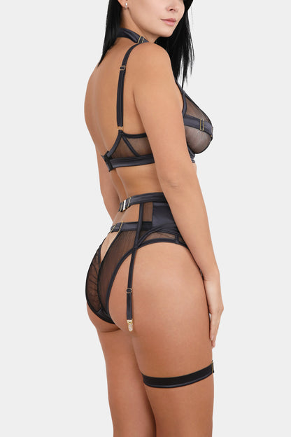 SUSPENDER BELT - ROYAL SAPPHIRE - GREY