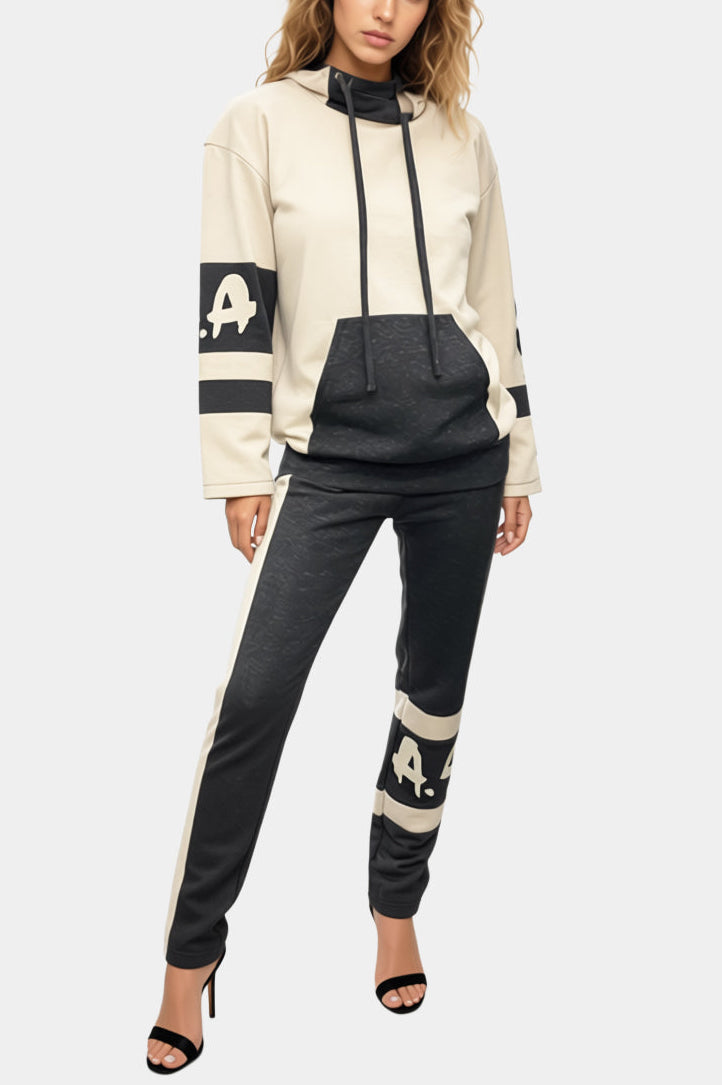 Hoody - Beige/Grey - Cotton Hoody